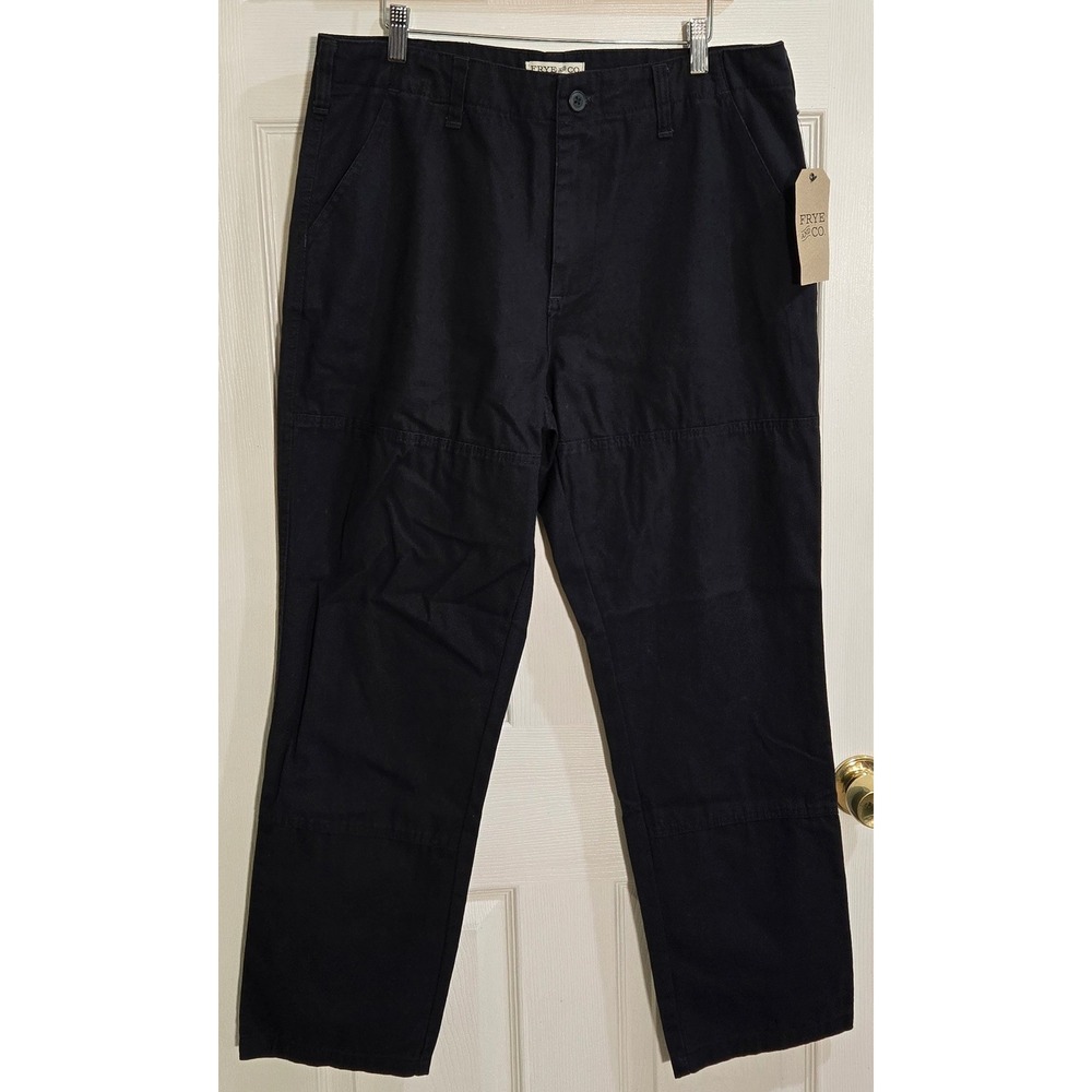 Frye and Co Mens Utility Pants 32x30 Almost Black Cotton Double Knee Workwear